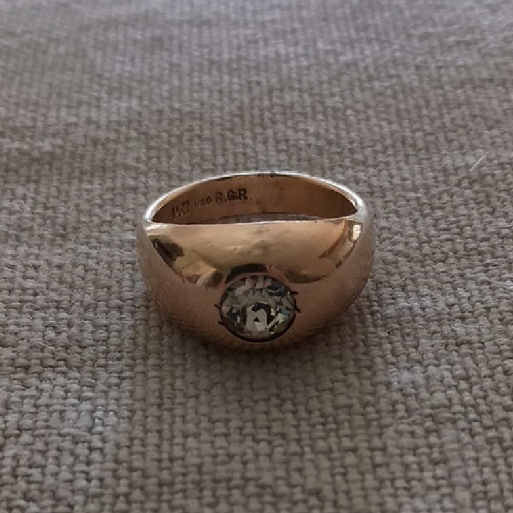 14K RGP Band Ring with Clear Stone